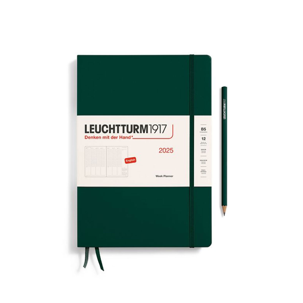 Planotajs-2025,-Week-Planner,-Forest-Green,-B5,-Hardcover,-Leuchtturm Leuchtturm1917 2025.gada plānotājs ikdienai, darbam
