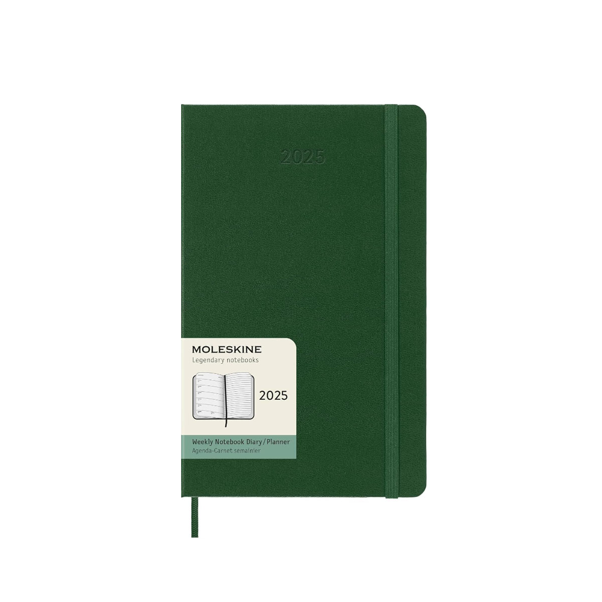 Planotajs_Moleskine-2025,-13-x-21-cm,-Weekly,-Hardcover,-Green Moleskine 2025.gada plānotājs ikdienai, darbam