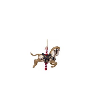 Stikla dekors Carousel Horses, Gold, 9 cm