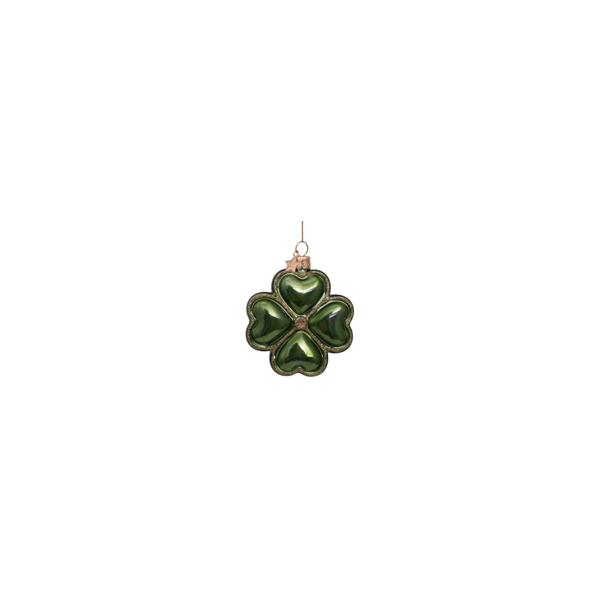 Stikla-dekors-Opal-Clover,-Green,-8-cm