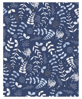 Dāvanu iesaiņojamais papīrs Foglie blu/oro, loksne