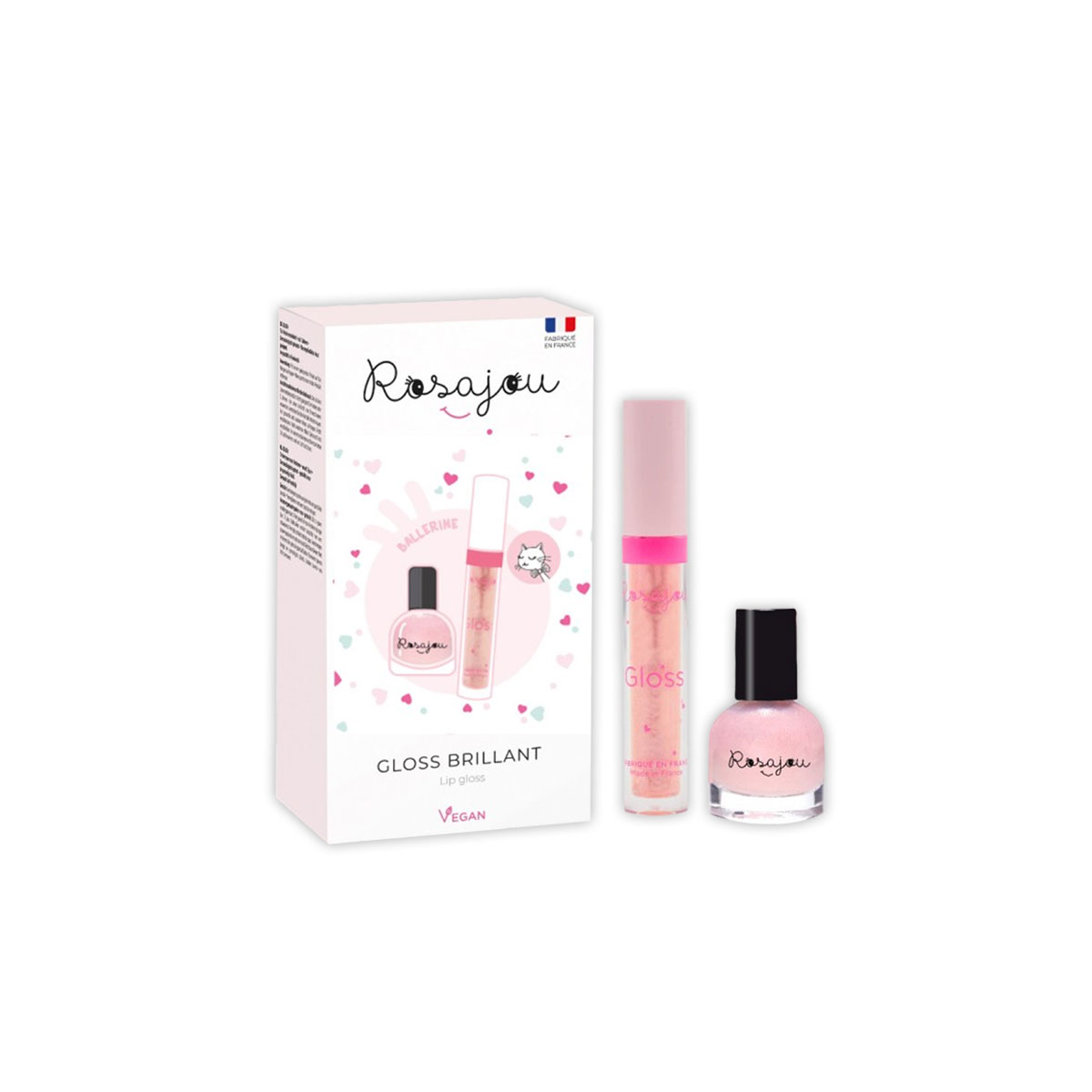 Nagu-lakas-un-lupu-spiduma-komplekts-Gloss-Ballerina,-Vegan-Box,-Rosajou