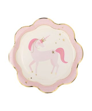 Papīra šķīvji Pink Unicorn Ruffle Edge , 8 gab., My Mind's Eye