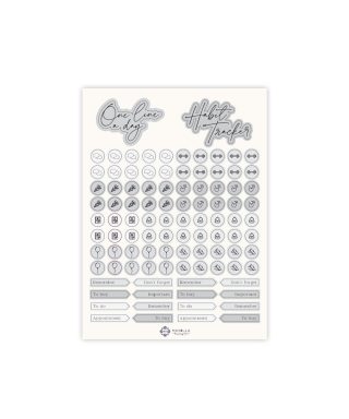 Bullet Journaling Sticker Set, Grey, 3 sheets, Manilla