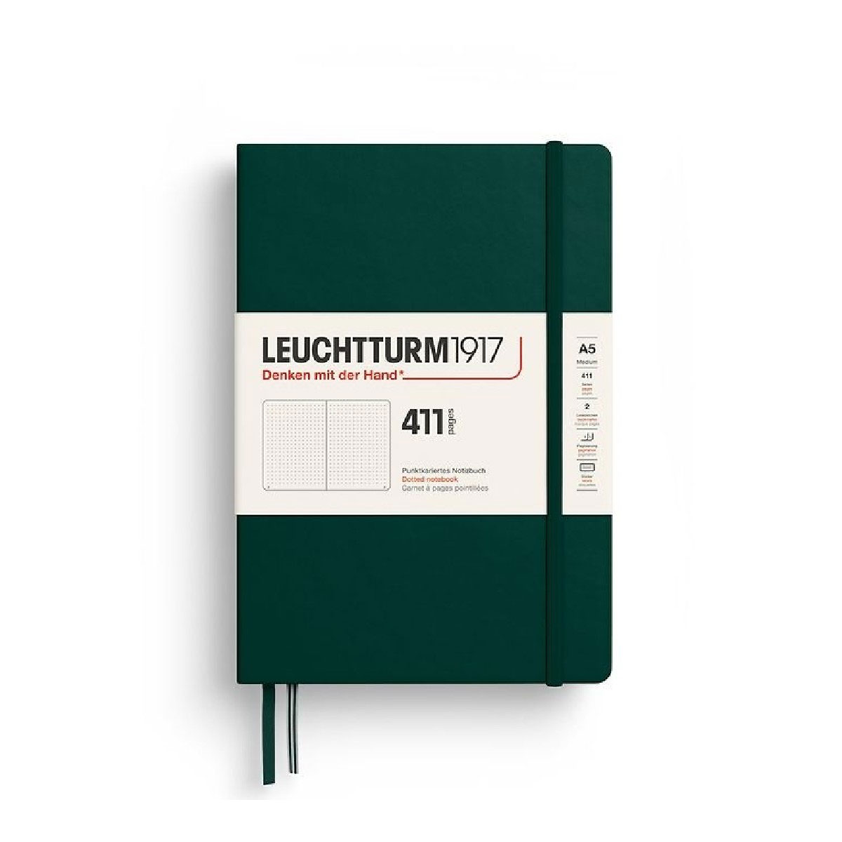 Piezimju-gramata-A5-Forest-Green,-punktotas,-Hardcover,-Leuchtturm1917