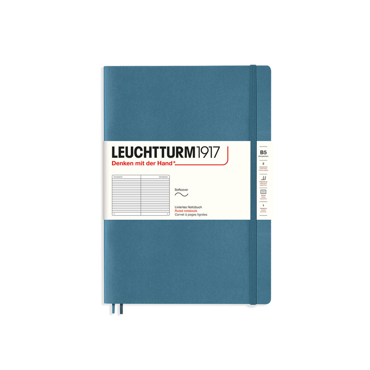 Piezimju-gramata-Stone-Blue,-B5,-liniju,-Softcover,-Leuchtturm1917
