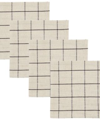 Auduma salvešu komplekts Grid, Black / Off white