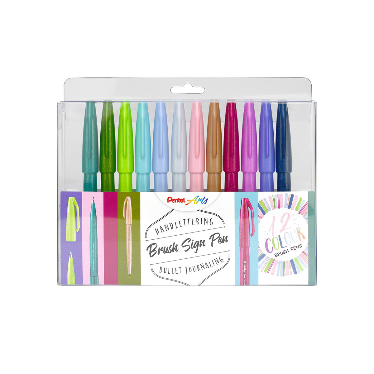 Flomasteri-Brush-Sign-Pen,-Pentel,-Pastel,-12-gab.