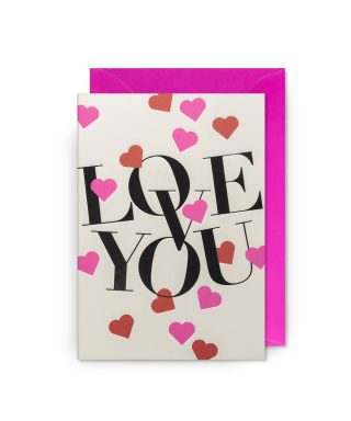 Kartīte Love You, Love, Heart, Confetti