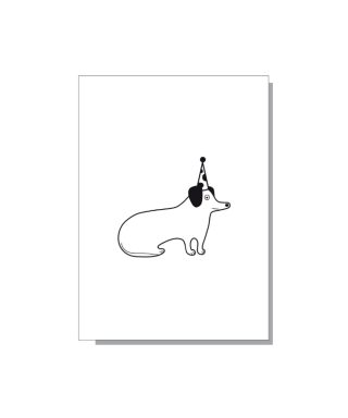 Kartīte Birthday Dog, Black and white, Seek Print