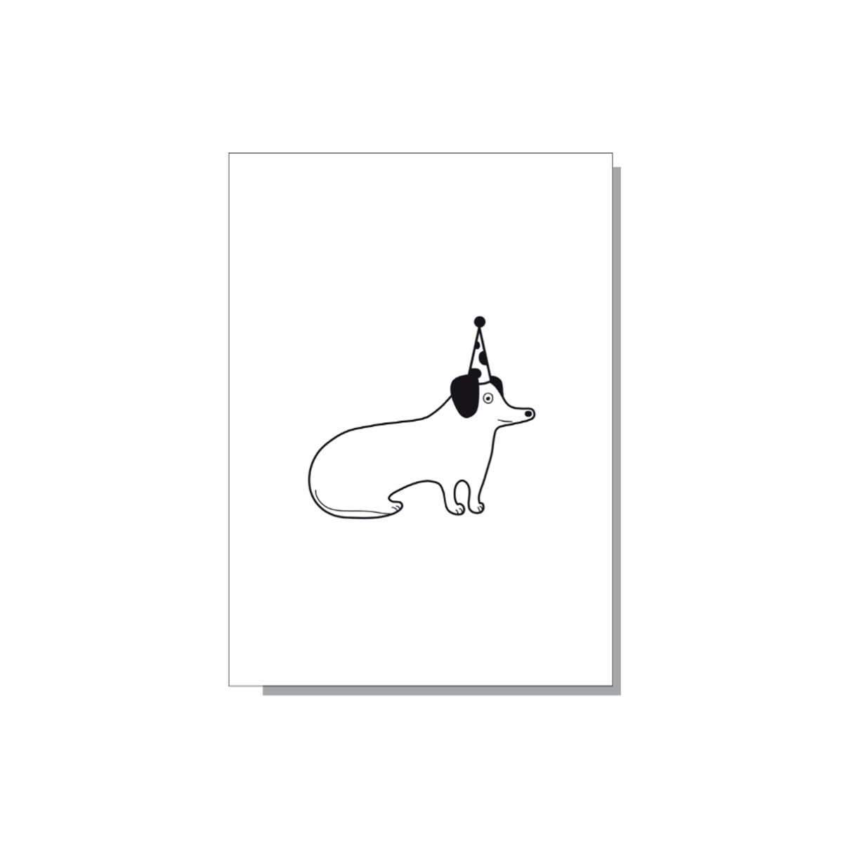 Kartite-Birthday-Dog,-Black-and-white,-Seek-Print