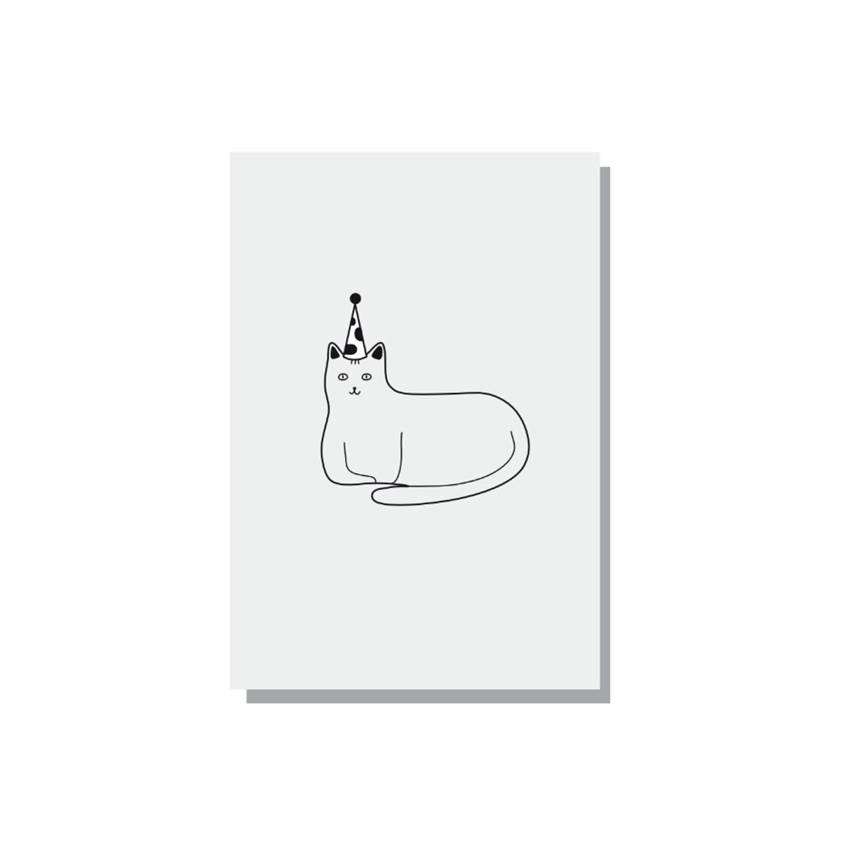 Kartite-Birthday-cat,-Black-and-white,-Seek-Print