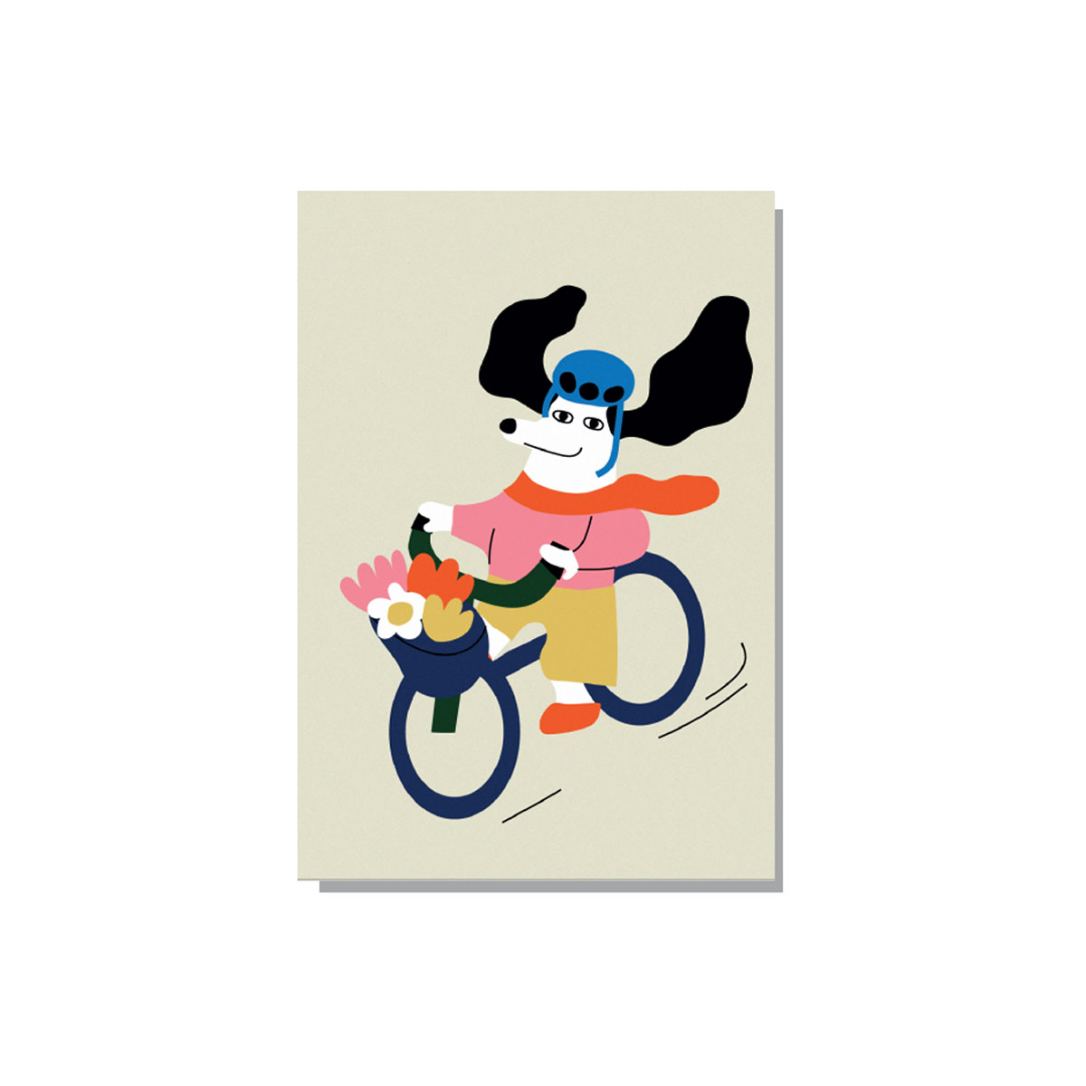 Kartite-Cycling-Dog-with-Flowers,-Seek-Print