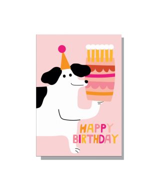 Kartīte Dog with a cake, Happy Birthday, Seek Print