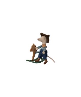 Mīkstā rotaļlieta Cowboy mouse on rocking horse, Little brother, Maileg