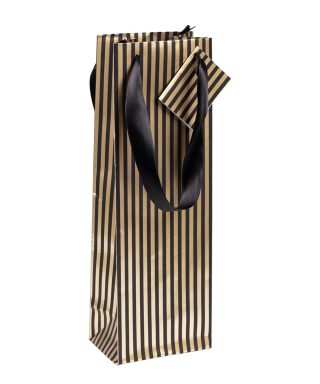 Dāvanu maisiņš pudelei Gold Stripes, Bottle, 12.5 cm x 9.5 cm x 38 cm