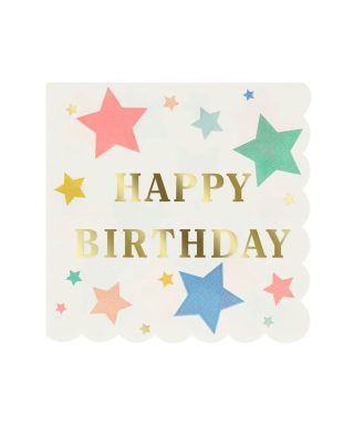 Papīra salvešu komplekts Happy Birthday Stars, Small, 16 gab , Meri Meri
