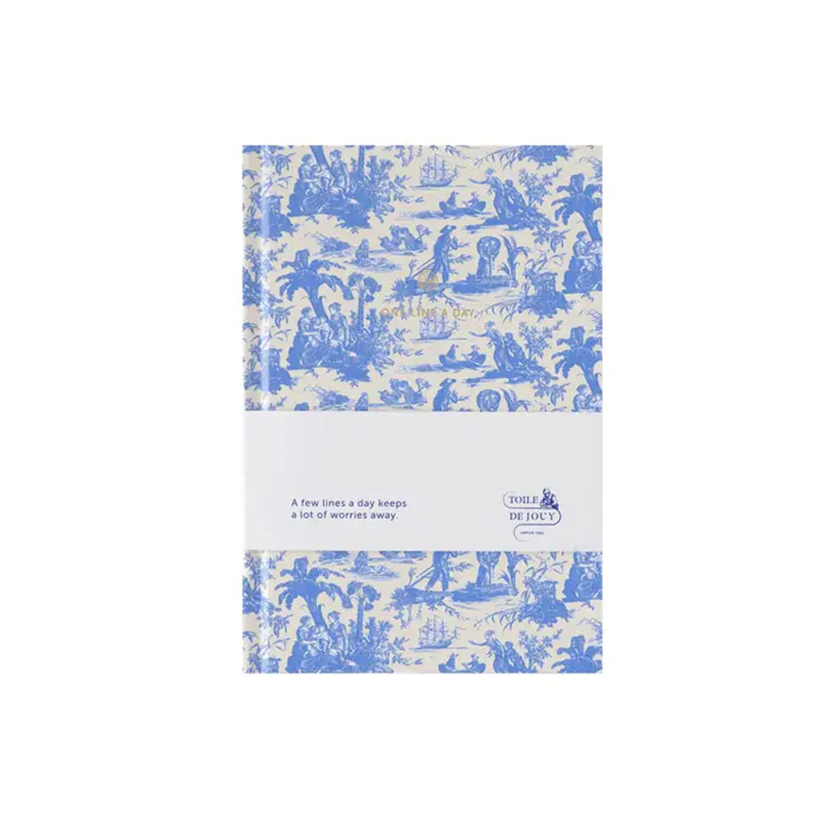 Piezimju-gramata-Toile-De-Jouy,-Blue,-One-Line-a-day,-Jungle,-A-Journal