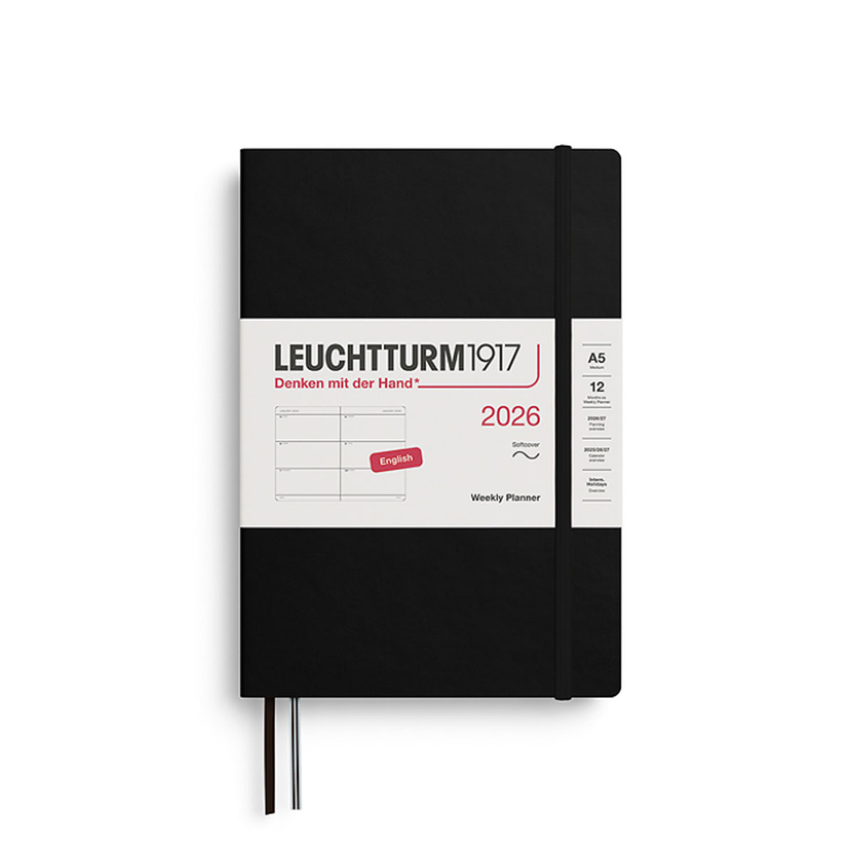 Planotajs-2026,-Black,-Weekly,-Medium,-Softcover,-A5,-Leuchtturm