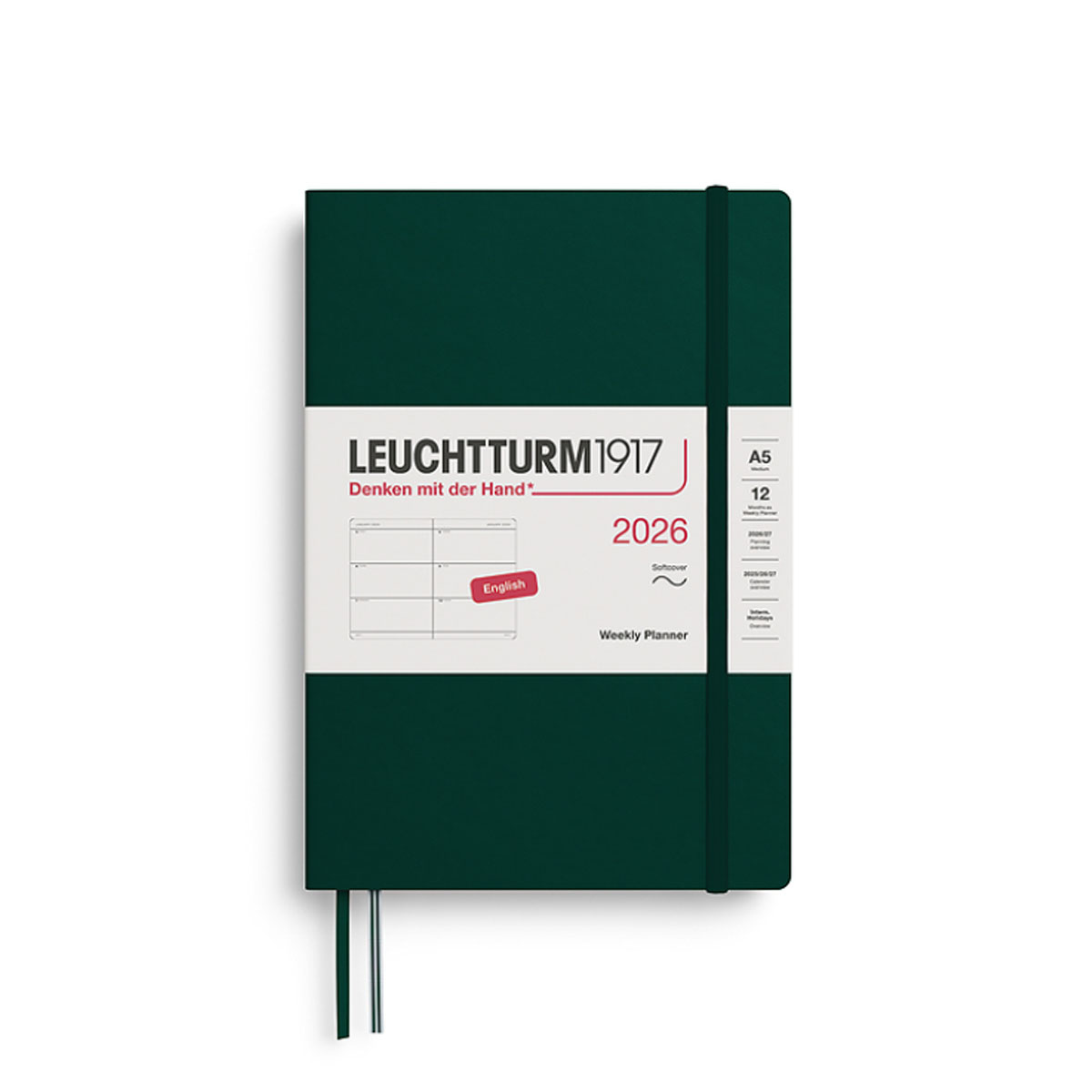 Planotajs-2026,-Forest-Green,-Weekly,-Medium,-Softcover,-A5,-Leuchtturm