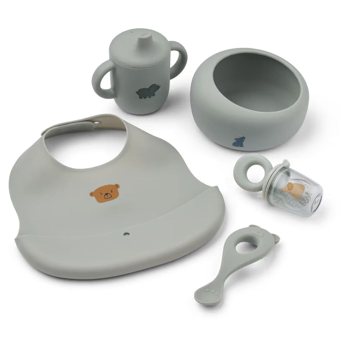 Trauku-komplekts-Mileah-Baby-Mealtime-Set,-Dove-blue,-Liewood