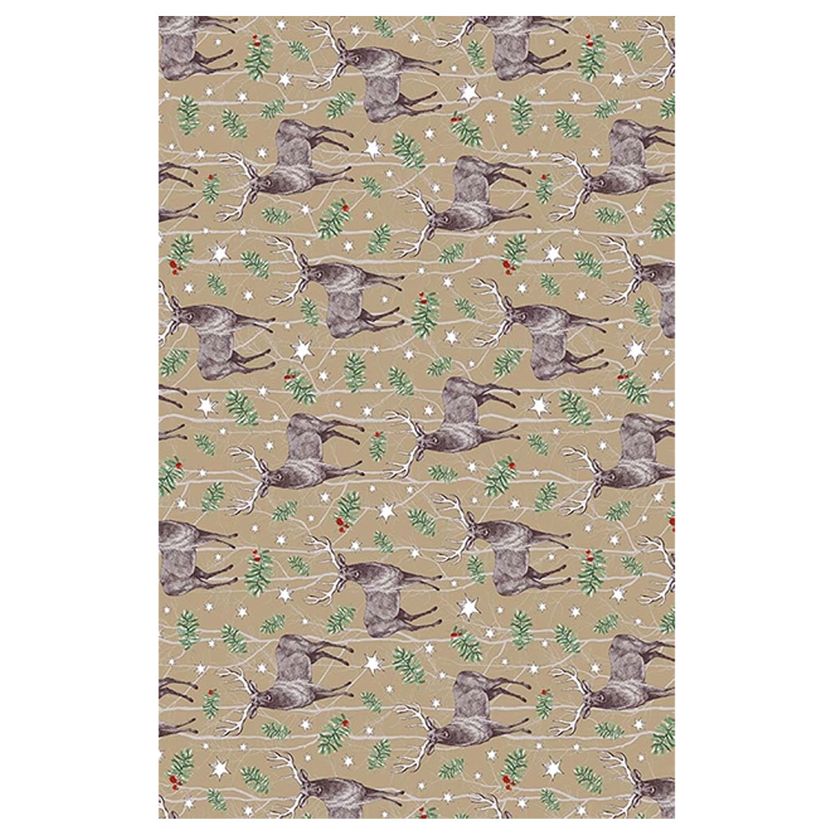 Davanu-iesainojamais-papirs-Deer-and-branches,-kraft,-loksne