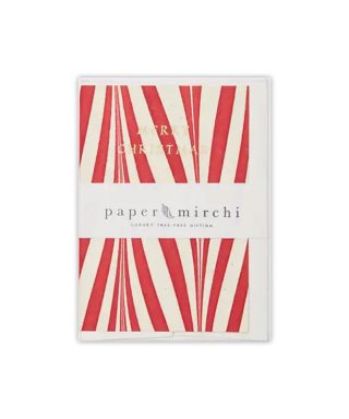Kartīte Candy Stripes Red, Hand Block Printed
