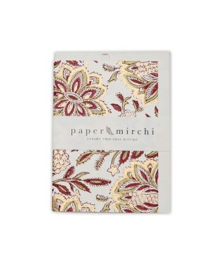 Kartīte Dahlia Glitz Scarlet, Hand Block Printed