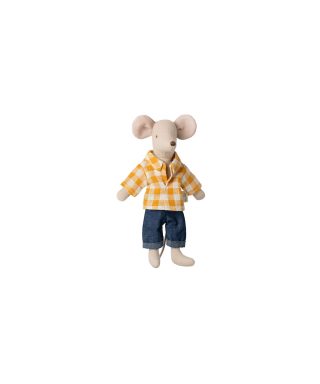 Mīkstā rotaļlieta Peļu Tētis, Dad mouse, Yellow shirt, Maileg