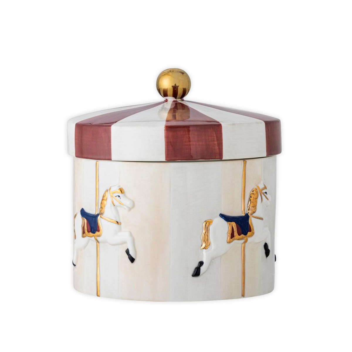 Trauks-Merry-go-round-Jar,-Red,-stoneware,-ar-vāku,-Bloomingville