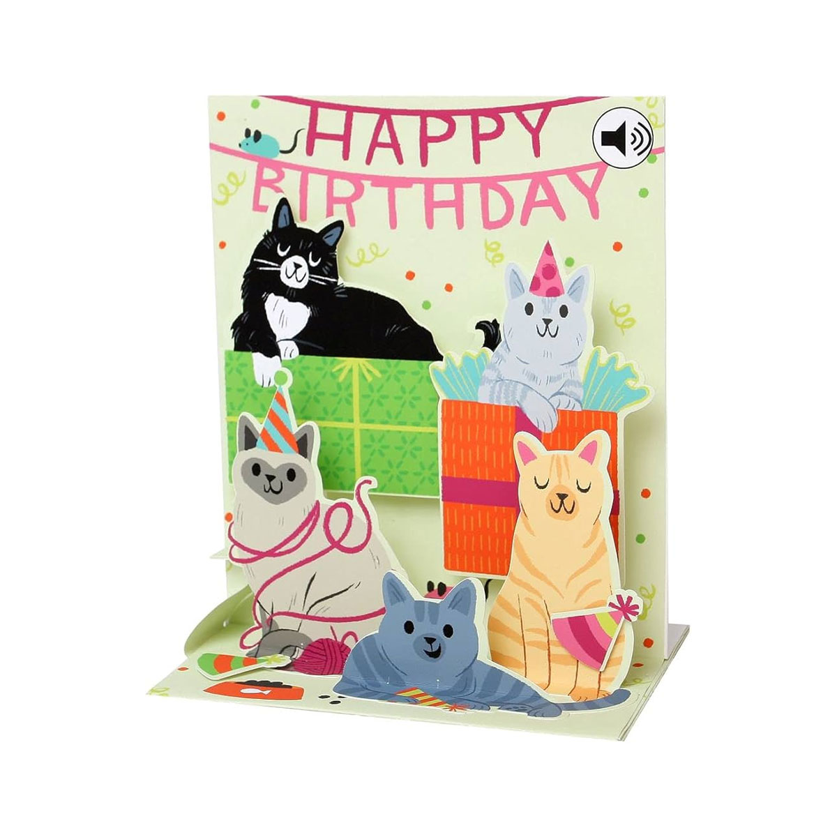 Kartite-Party-Cats,-Happy-Birthday,-Up-With-Paper