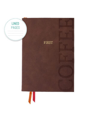 Piezīmju grāmata First Coffee, leatherette, līniju lapas