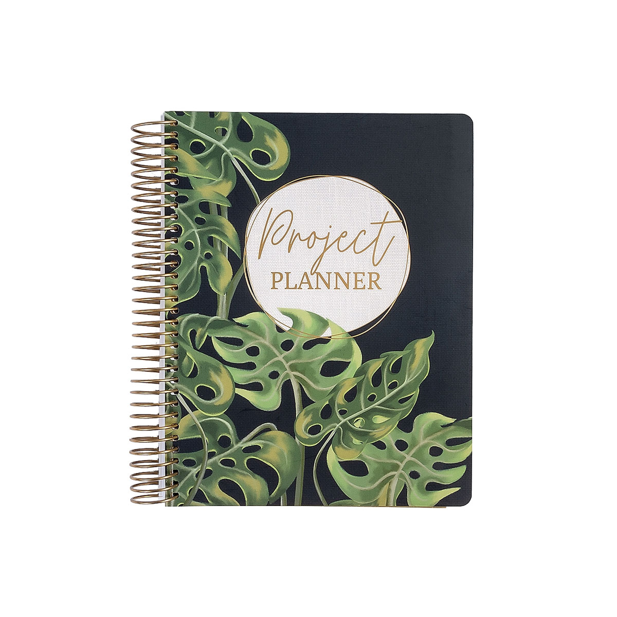 Piezimju-gramata-Project-Planner,-Jungle-Black,-A5