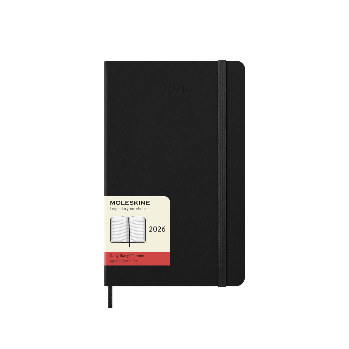 Planotajs-Moleskine-2026,-13-cm-x-21-cm,-Classic-Dairy,-Hard-Cover,-Black