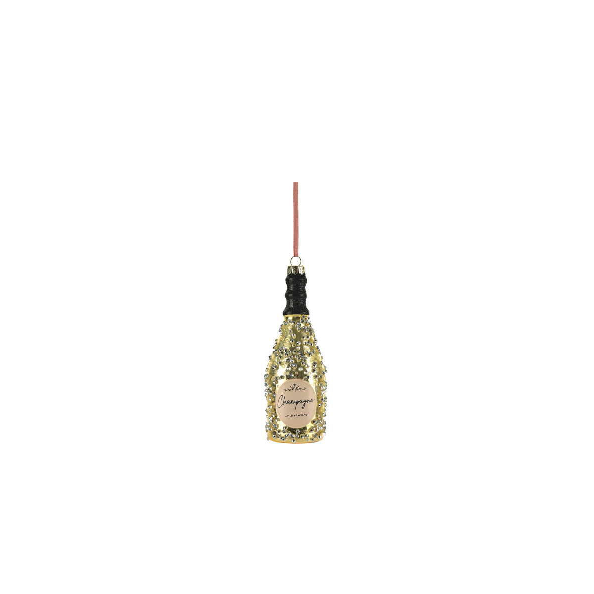 Stikla-dekors-Champagne-with-rhinestones,-12.7-cm