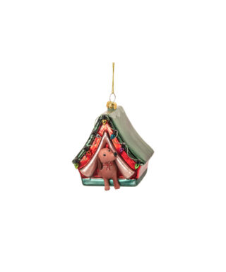 Stikla dekors Dog in a Tent, 9 cm