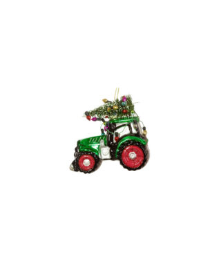 Stikla dekors Festive Tractor, 9 cm