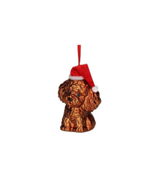 Stikla dekors Poodle with xmas hat, 11 cm