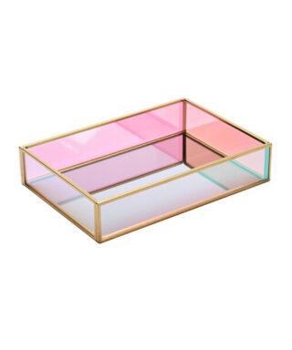 Stikla kaste Rectangular, clear gold