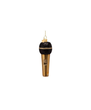 Stikla dekors Shiny gold microphone, 12 cm