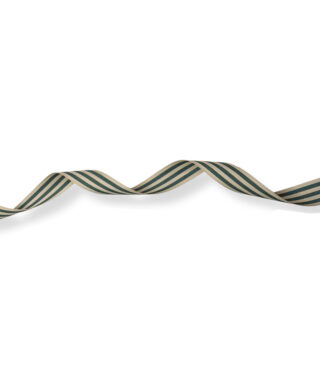 Kokvilnas lente Cotton, Green stripes, 3.5 cm, 1 metrs