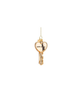 Stikla dekors Shiny gold key New home, 8.5 cm