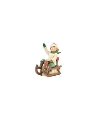 Dekors Victorian Boy On Sledge, Figurine