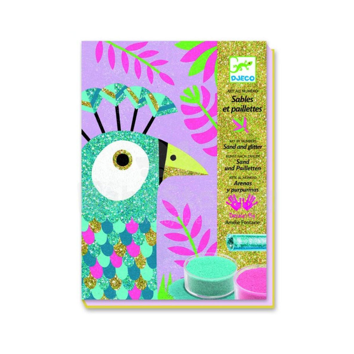 Krasosana-ar-smiltim-Dazzling-birds,-Djeco