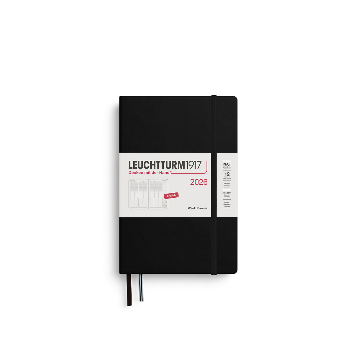 Planotajs-2026,-Black,-Weekly,-Paperback,-B6+,-Leuchtturm