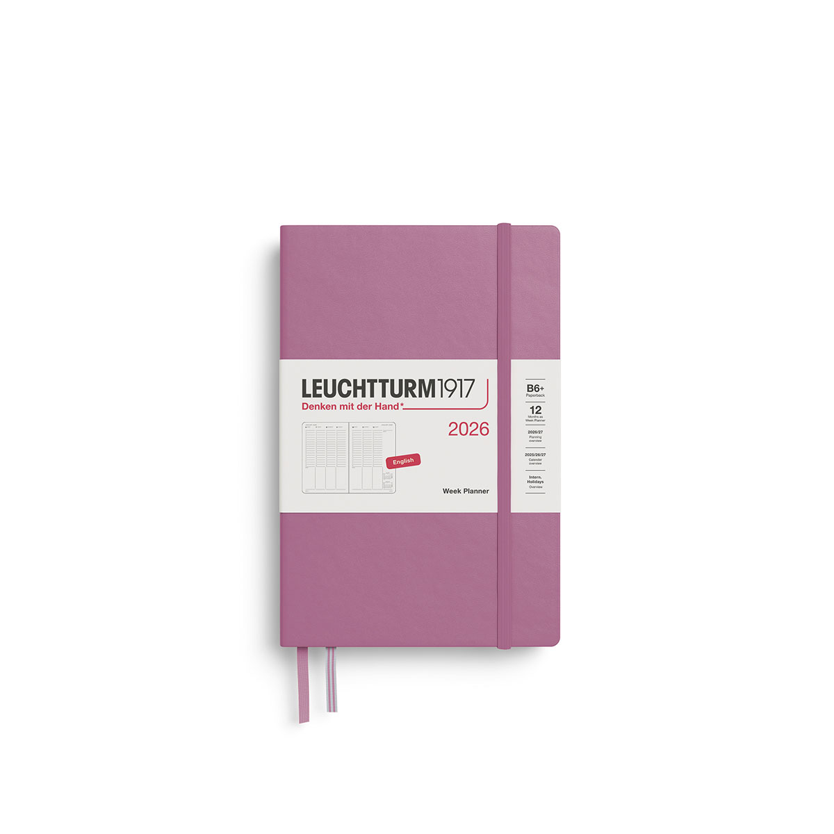 Planotajs-2026,-Dusty-rose,-Weekly,-Paperback,-B6+,-Leuchtturm
