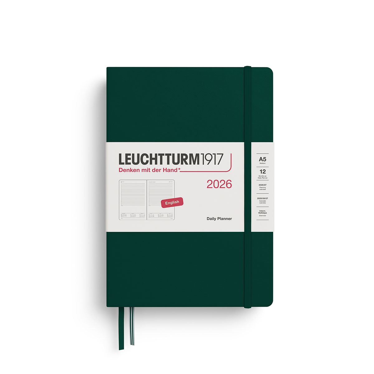 Planotajs-2026,-Forest-green,-A5,-Daily-Planner,-Leuchtturm1917