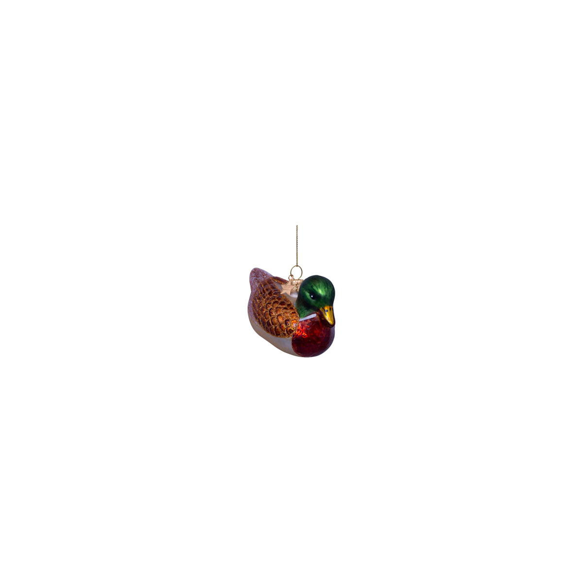 Stikla-dekors-Brown-&-green-duck,-5.5-cm