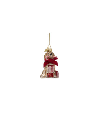 Stikla dekors Cockapoo dog & candy cane, 9 cm