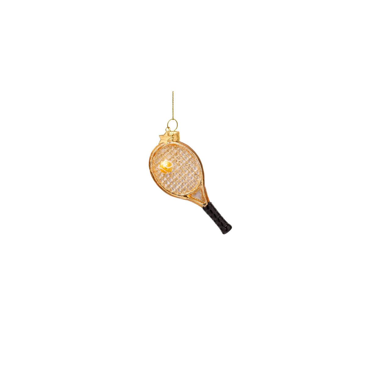 Stikla-dekors-Gold-tennis-racket,-9.5-cm